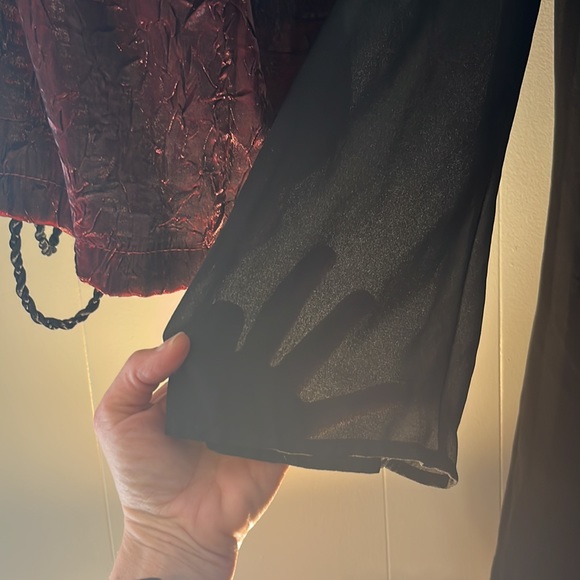 ❤️❤️❤️ WOMEN BLACK SCOOP NECK LONG SHEER SLEEVES DRESS/ X-SMALL - Picture 4 of 8